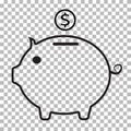 Piggy bank icon on transparent background. flat style. pig money icon for your web site design, logo, app, UI.  coin symbol. piggy Royalty Free Stock Photo