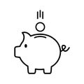 Piggy bank icon vector illustration isolated on white background. Saving flat pig stock illustration outline silhouette Royalty Free Stock Photo