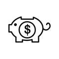 Piggy Bank icon vector sign and symbol isolated on white background, Piggy Bank logo concept Royalty Free Stock Photo