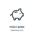 piggy bank icon vector from promotional gifts collection. Thin line piggy bank outline icon vector illustration. Linear symbol for