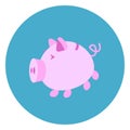 Piggy Bank Icon Web Button On Round Blue Background Royalty Free Stock Photo