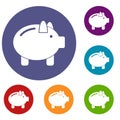 Piggy bank icons set Royalty Free Stock Photo