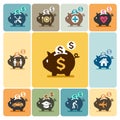 Piggy bank icons. Royalty Free Stock Photo