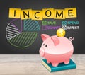 Piggy Bank Income Distribution Expenditure Save More Background. Save Investment Spend Donation Royalty Free Stock Photo