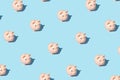 piggy bank izometric pattern on bright light blue background