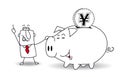 Piggy bank and japanese yen Royalty Free Stock Photo