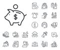 Piggy bank line icon. Coins money sign. Cash money, loan and mortgage. Vector Royalty Free Stock Photo