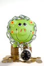 Piggy bank locked in chain Royalty Free Stock Photo