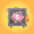 piggy bank locked with chain. Vector illustration decorative design Royalty Free Stock Photo