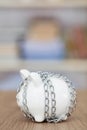 Piggy bank locked by an iron chain Royalty Free Stock Photo