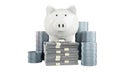 piggy bank with a lots of money. Real estate business mortgage investment and financial loan concept. Royalty Free Stock Photo