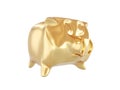 Piggy bank luxury golden with coin over it. Money finance concept. Isolated on white background. . 3d render Royalty Free Stock Photo