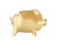 Piggy bank luxury golden with coin over it. Money finance concept. Isolated on white background. Royalty Free Stock Photo