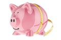 Piggy bank with measure tape around. 3D rendering Royalty Free Stock Photo