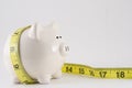 Piggy bank with measure tape Royalty Free Stock Photo