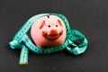 Piggy bank and measuring tape. Budget limit concept. Financial consulting. Economics and finances. Pig trap. Budget Royalty Free Stock Photo