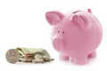 Piggy Bank with Money Royalty Free Stock Photo