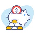 piggy bank, money, banking, Saving money, Premium quality vector illustration concept. Flat line icon Royalty Free Stock Photo