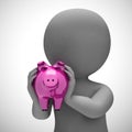 Piggy bank on money box shows saving funds for a rainy day - 3d illustration Royalty Free Stock Photo