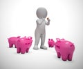 Piggy bank on money box shows saving funds for a rainy day - 3d illustration Royalty Free Stock Photo