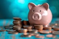 piggy bank money coins saving, financial investment and budget concept, . generative ai Royalty Free Stock Photo