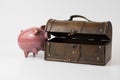 Piggy bank with money, czech crowns Royalty Free Stock Photo