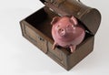 Piggy bank with money, czech crowns Royalty Free Stock Photo