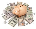 Piggy Bank Money Dollars Royalty Free Stock Photo