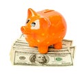 Piggy bank with money dollars isolated. png transparent Royalty Free Stock Photo