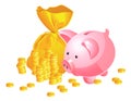 Piggy bank and moneybag