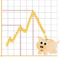 Piggy bank moneybox with business financial graph