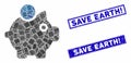 Piggy Bank Mosaic and Distress Rectangle Save Earth! Stamp Seals