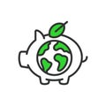 Piggy bank, nature conservation vector icon, green. Piggy, bank, nature, conservation, icon, savings, ecology Royalty Free Stock Photo