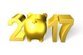 Piggy bank with 2017 new year concept, 3D illustration. Royalty Free Stock Photo