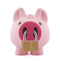 Piggy bank with padlock Royalty Free Stock Photo