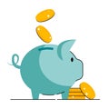Piggy bank - pig with coins, isolated illustration. Royalty Free Stock Photo
