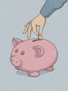 Piggy bank piggy bank illustartion with hand inserting money for economic savings.