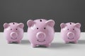Piggy bank or piggybank or money box family Royalty Free Stock Photo