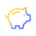 Piggy bank pixel perfect gradient linear ui icon Royalty Free Stock Photo