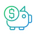 Piggy bank pixel perfect gradient linear vector icon Royalty Free Stock Photo