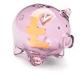 Piggy bank with pound sterling sign inside on white Royalty Free Stock Photo