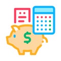 piggy bank profit calculating audit color icon vector illustration