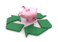 Piggy Bank and Recycling Symbol Royalty Free Stock Photo