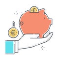 Piggy bank related color line vector icon, illustration