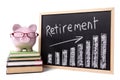 Piggy Bank with retirement savings chart, pension fund growth planning Royalty Free Stock Photo