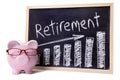 Piggy Bank with retirement savings chart, growth plan concept Royalty Free Stock Photo