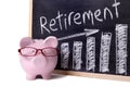 Piggy Bank with retirement savings chart Royalty Free Stock Photo