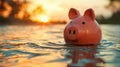 Piggy Bank at Risk: Rescue Your Savings with Banking and Insurance - 3D Rendering Royalty Free Stock Photo