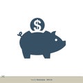 Piggy Bank Saving Money Icon Vector Logo Template Illustration Design. Vector EPS 10 Royalty Free Stock Photo
