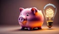 Piggy bank with savings deposits for a start-up idea